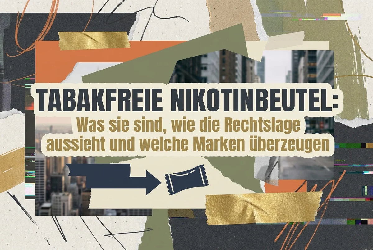 Professional header image for educational tutorial: Tabakfreie Nikotinbeutel: Was sie sind, wie die Rechtslag...