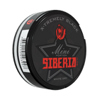 Siberia -80° White Dry Black Mini energy drink can, featuring black and white design, shown from the side.