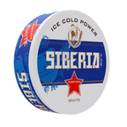 Siberia -80° White Blue Regular dry ice can, showing the side view with blue and white branding on the container.
