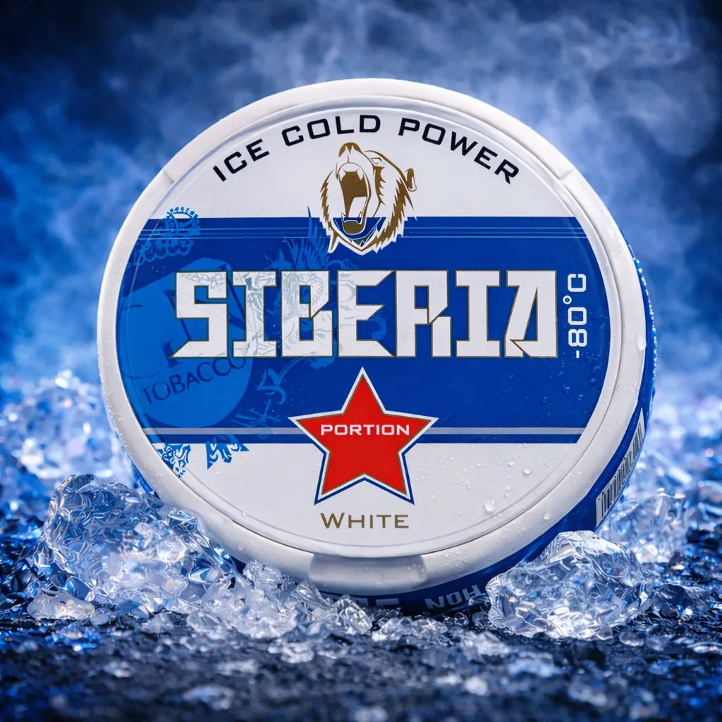 Siberia -80° White Blue Regular dry ice can with white and blue branding and label, showcasing the product's packaging.