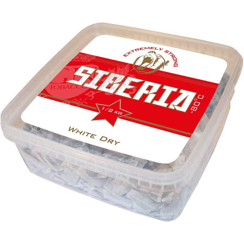 Siberia -80° White Dry ice in a 500g box, showing the product packaging and label for industrial cooling use.