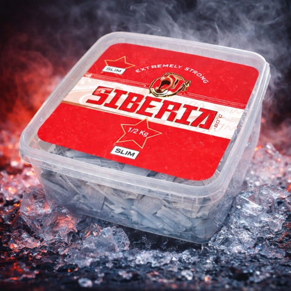 Siberia -80° White Dry Slim 500g box showing the product packaging with a sleek white design and branding.