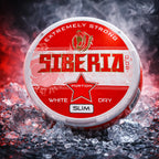 Siberia -80° White Dry Red Slim wine bottle with white label and silver cap, standing upright on a white background.